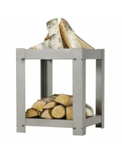 FARM COOK - Cheminée de jardin carré en acier balane 50x50 cm avec range bûches-acier rouillé-50 ---acier rouillé