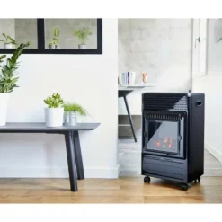 FAVEX - Chauffage d'appoint gaz butane favex ektor fire - effet feu de cheminée - 3400 watts - infrableu - 3 puissances