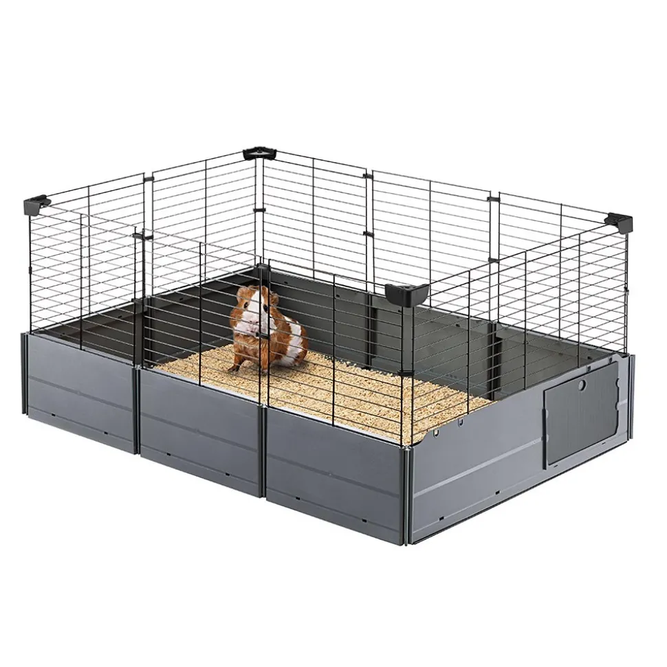 FERPLAST - Cage modulable ouverte pour cochons d'inde multipla open, en grillage métallique et plastique recyclé