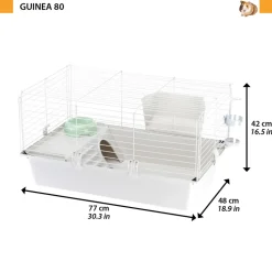 FERPLAST - Cage spacieuse pour cochons d'inde cavie 80, système de fermeture sécurité, accessoires inclus, en métal vernis gris et plastique