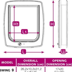FERPLAST - Chatiere plastique swing - 26,2 x 10,2 x 31,2 cm - blanc - pour grand chat et petit chien