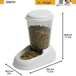 FERPLAST - Ferplast distributeur de croquettes pour chiens et chats zenith, 3 litres, distributeur de croquettes pour animaux, fond