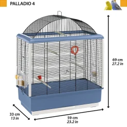 Ferplast cage pour canaris et autres petits oiseaux exotiques palladio 4, design élégant avec toit panoramique, accessoires et