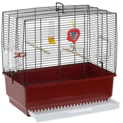 Ferplast cage rectangulaire pour oiseaux exotiques et canaris rekord 3, livrée avec accessoires et mangeoire tournante, métal