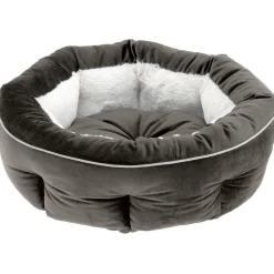 Ferplast couchage arrondi pour chiens et chats marquis 45, lit pour animaux, velours doux, lavable, ø 45 x 16 cm, gris