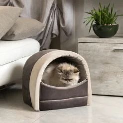 Ferplast couchage d'intérieur pour chats majesty 20, maisonnette pour chats, velours doux, lavable, 40x34x36, rose