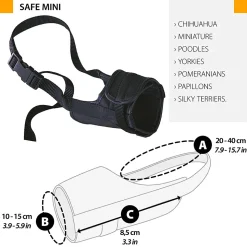 Ferplast muselière pour chiens très petits safe mini anti-morsures, nylon robuste, partie antérieure ouverte, rembourrage souple,