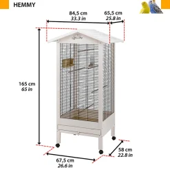Ferplast volière cage à oiseaux hemmy cage pour oiseaux, canaris, pinsons, perruches ondulées, inséparables, en bois, accessoires