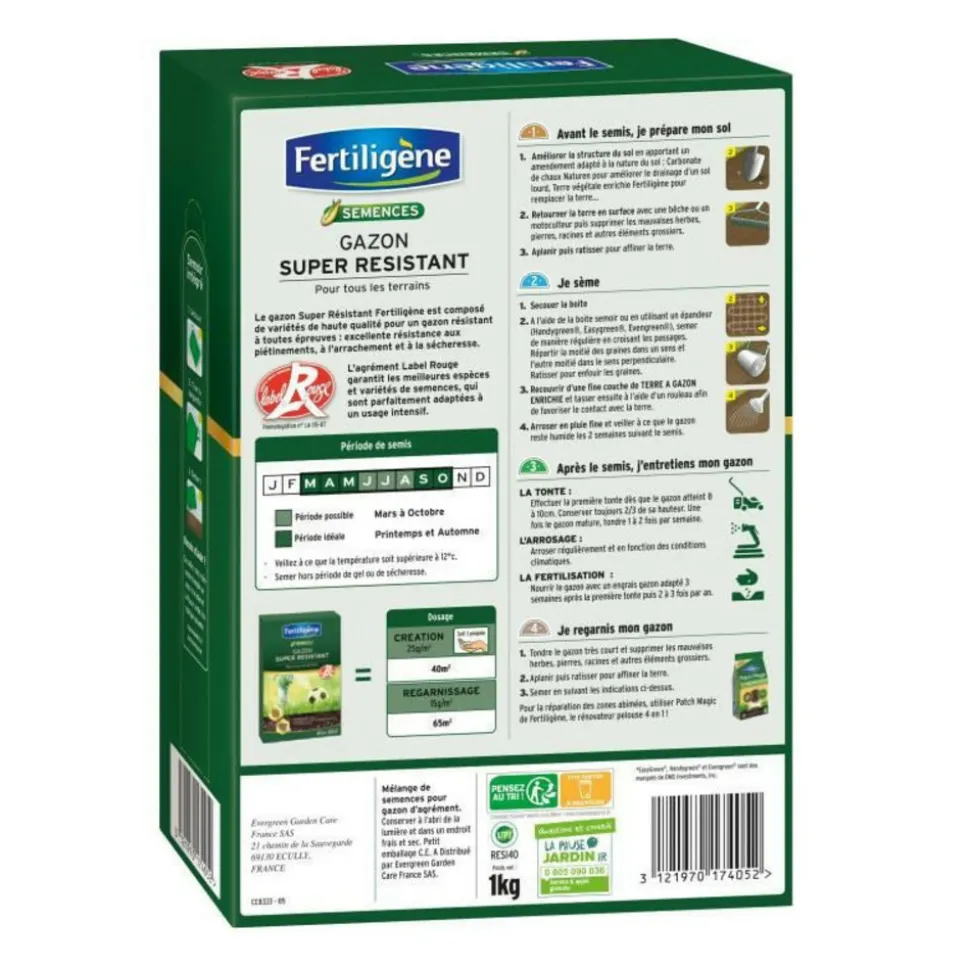 FERTILIGENE - Fertiligene gazon super resistant tous terrains - 1 kg