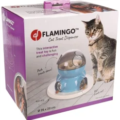 FLAMINGO - Distributeur de friandises pour chats diso blanc et bleu