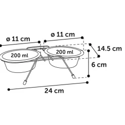 FLAMINGO - Ecuelle duo ø 11 cm 200 ml avec support arjun xs pour chat