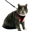 FLAMINGO - Harnais pour chat, couleur noir et rouge, taille m, réglable