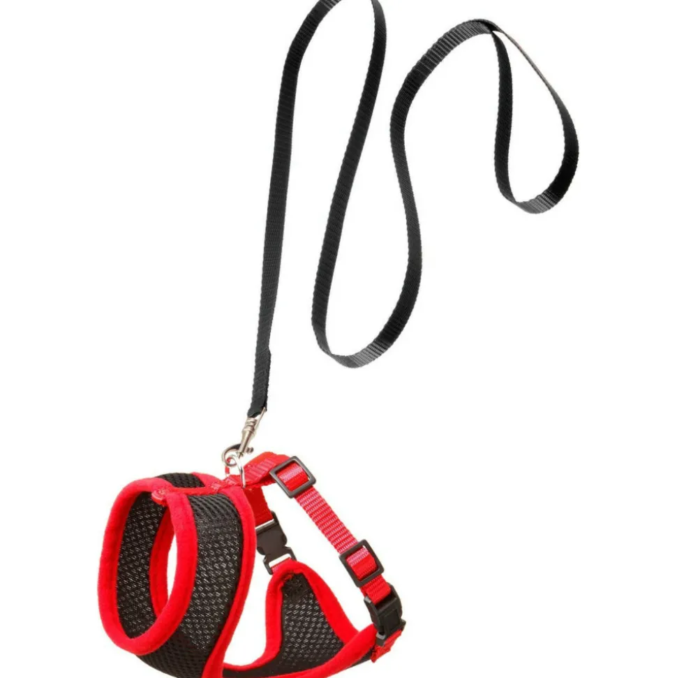 FLAMINGO - Harnais pour chat, couleur noir et rouge, taille m, réglable