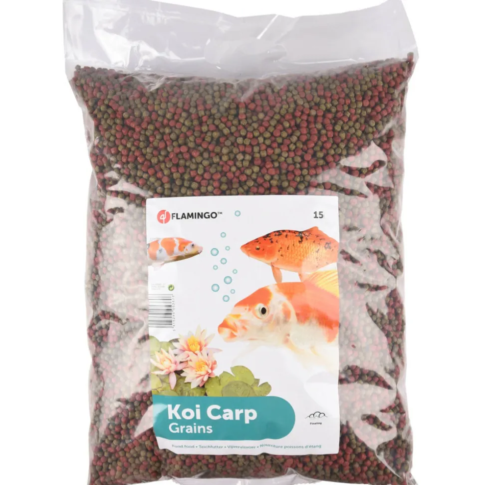 FLAMINGO - Nourriture poisson d'étang koï 15 litres, granulat 6 mm.