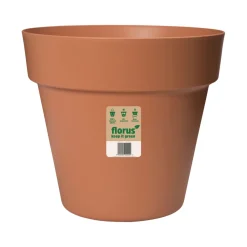 FLORUS - Pot de fleurs en plastique recyclé Paris couleur terre cuite - D.18cm