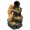 Fontaine de jardin canine creek avec éclairage led blanc chaud & brosse à nettoyage