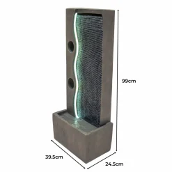 Fontaine de jardin harmony falls avec éclairage led blanc chaud & brosse à nettoyage