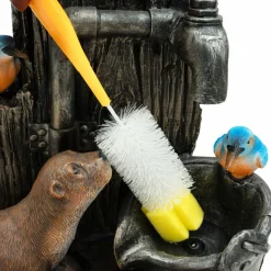 Fontaine de jardin otter oasis avec éclairage led blanc chaud & brosse à nettoyage