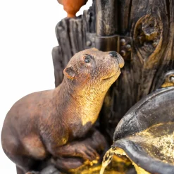 Fontaine de jardin otter oasis avec éclairage led blanc chaud & brosse à nettoyage