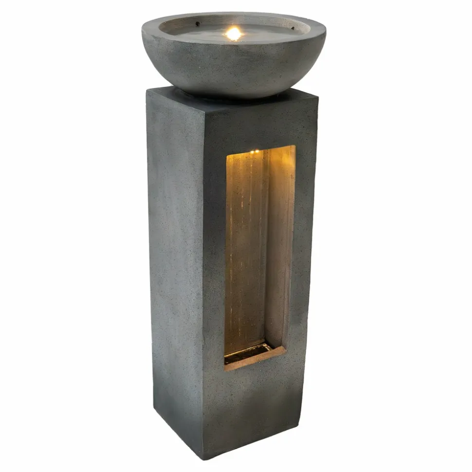 Fontaine de jardin serenity falls avec éclairage led blanc chaud & brosse à nettoyage