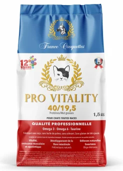 FRANCE CROQUETTES - Croquette pour chat adulte pro vitality 40/19,5 – 1,5kg – non sterilisé – france croquettes
