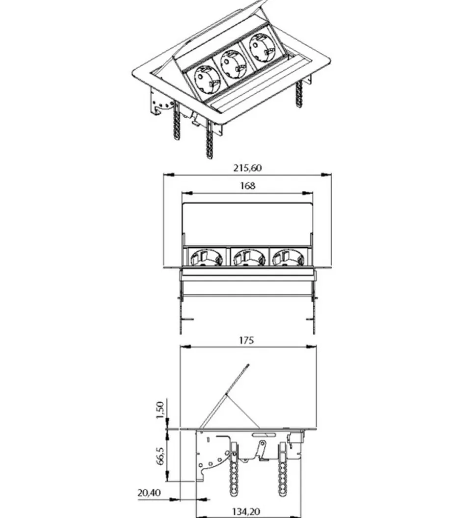 Franke multiprise triplite escamotable - 015105