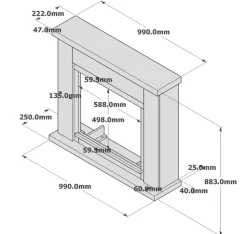 FUEGO - Cheminee murale 1500w caminetto fuego paolo gris