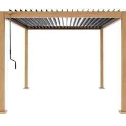 GAYA - Pergola bioclimatique - structure en aluminium et en acier - l300 x p300 x h240 cm - aspect bois