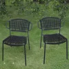 GECKO JARDIN - Chaises en métal et corde noir, flores (lot de 2)