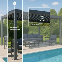 GECKO JARDIN - Pergola bioclimatique 3x3 m isis