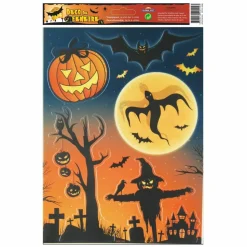 GLOBAL GIFT - Décoration de fenêtre électrostatique halloween - epouvantail - paillettes