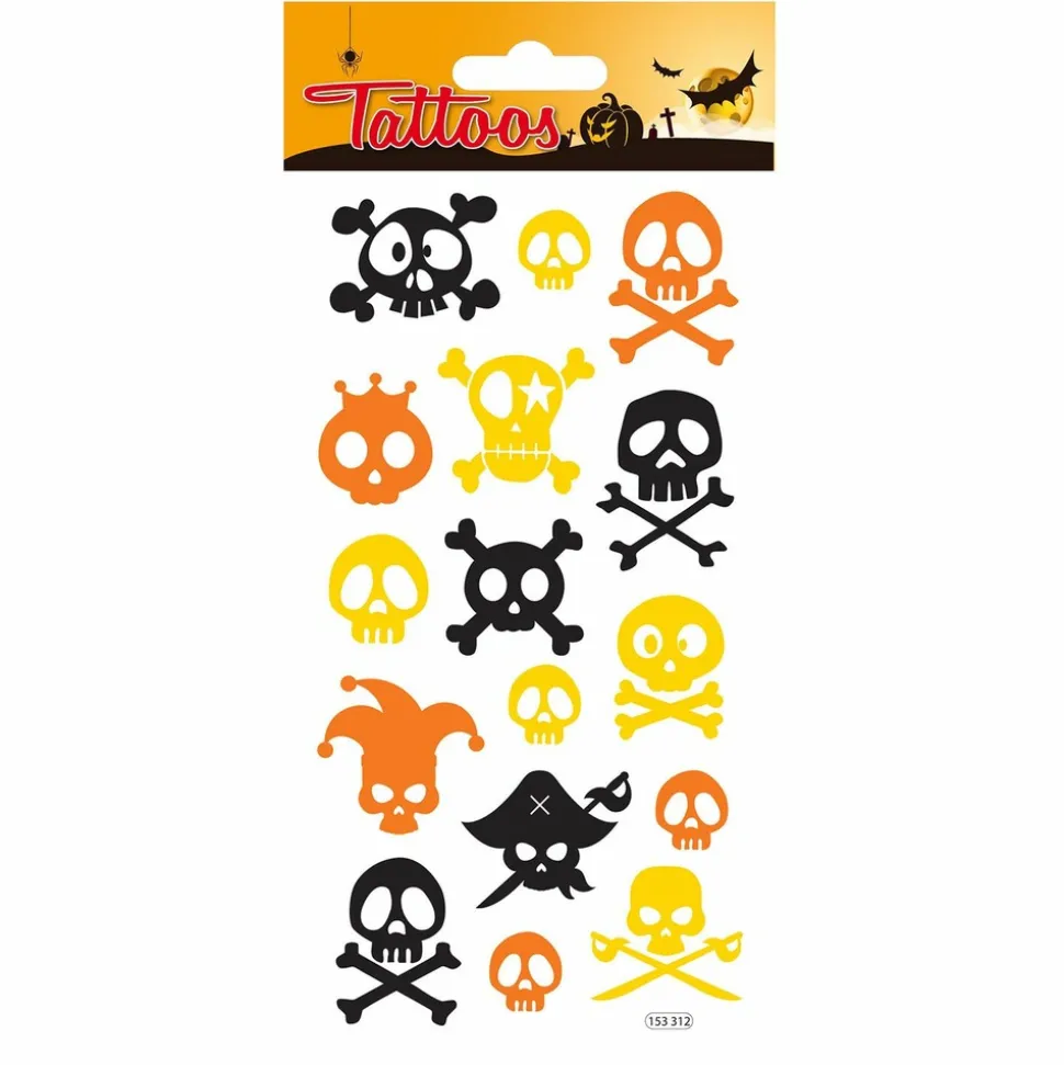 GLOBAL GIFT - Tatouages temporaires - tête de mort halloween