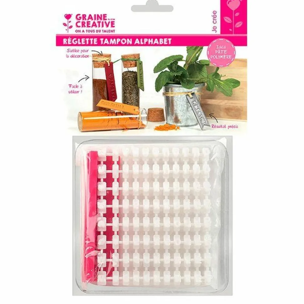 GRAINE CRÉATIVE - 2 réglettes tampon alphabet pour pâte polymère