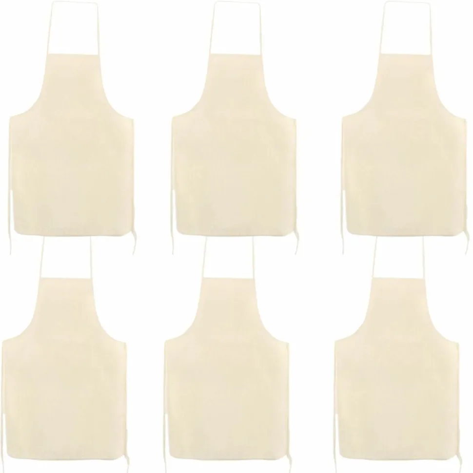 GRAINE CRÉATIVE - 6 tabliers adulte en coton blanc cassé 90 x 60 cm