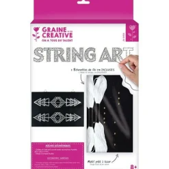 GRAINE CRÉATIVE - Coffret string art - tableau noir flèches déco art filaire 30 x 22 cm