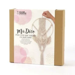GRAINE CRÉATIVE - Kit faire son macramé avec suspension cercle en bambou - 70 x 26 cm