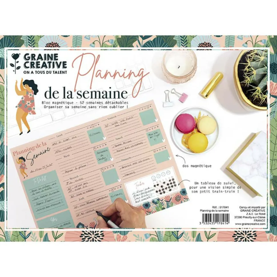 GRAINE CRÉATIVE - Planning de la semaine - magnétique - format a4
