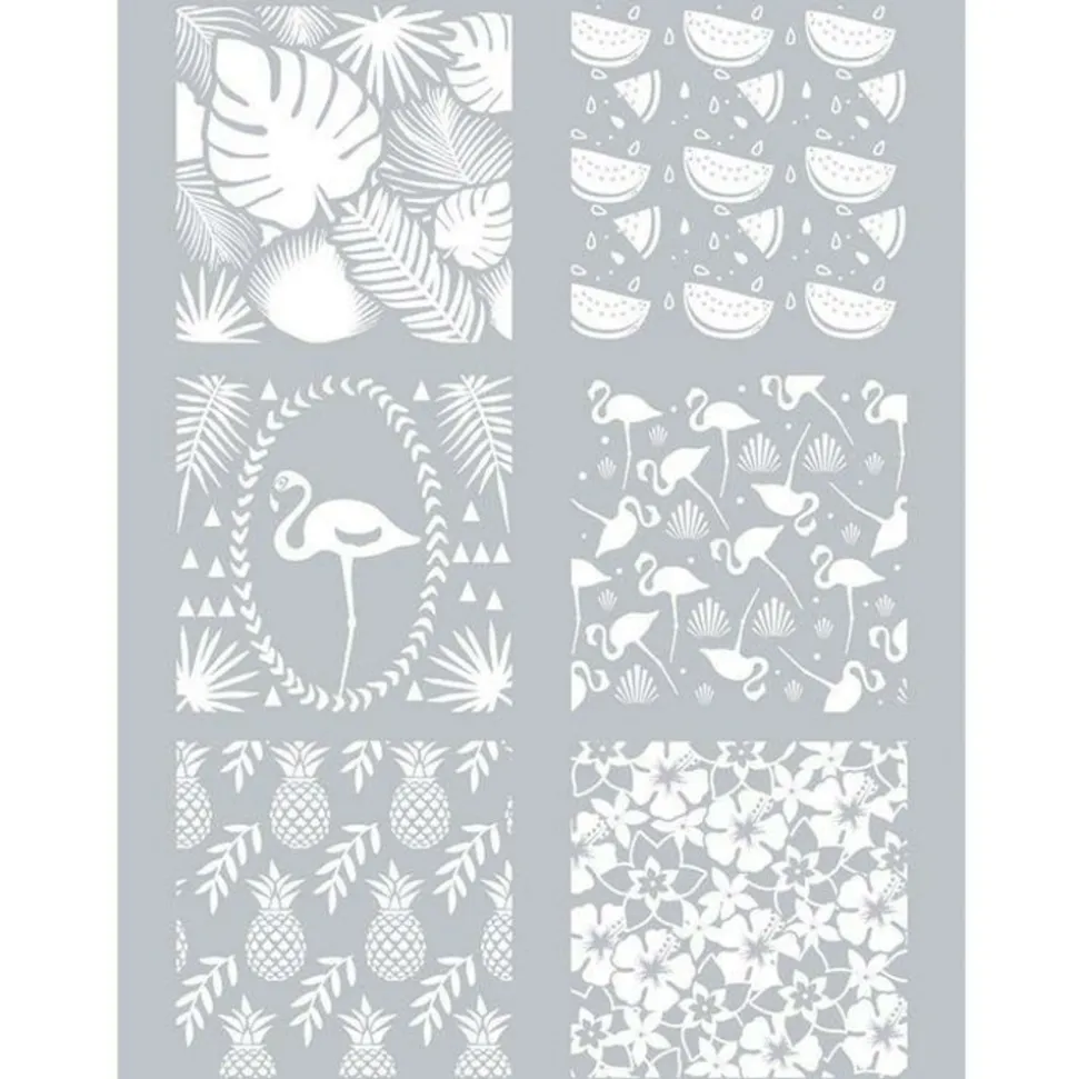 GRAINE CRÉATIVE - Pochoir pâte polymère tropical 11,4 x 15,3 cm