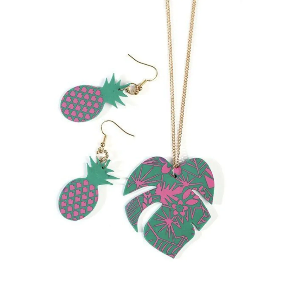 GRAINE CRÉATIVE - Pochoir pâte polymère tropical 11,4 x 15,3 cm