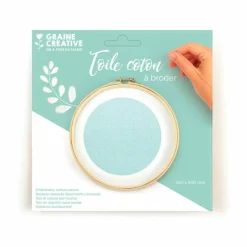 GRAINE CRÉATIVE - Toile en coton à border vert d'eau 45 x 60 cm