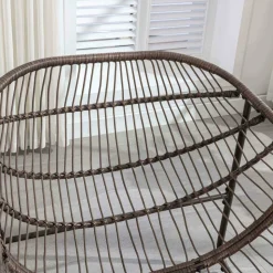 GUTENT - Chaise berçante d'extérieur, chaise berçante en osier surdimensionnée, porche avant, jardin, arrière-cour, terrasse, grise.