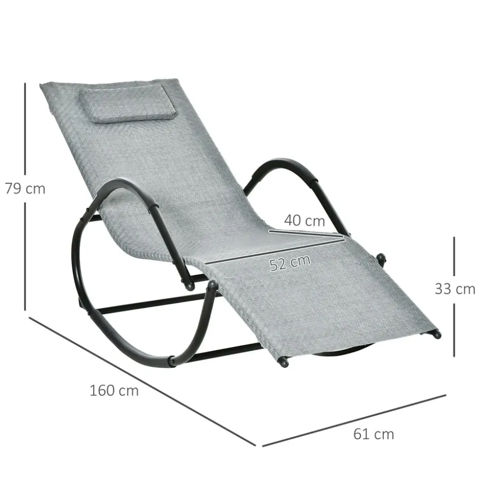 GUTENT - Chaise longue à bascule rocking chair ergonomique avec tétière amovible accoudoirs et repose-pieds revêtement texitlène
