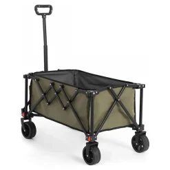 GUTENT - Chariot pliable jardin, roues tout-terrain, poignée réglable, vert armée