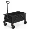 GUTENT - Chariots pliants, chariot pliant avec roues tout terrain, chariots de jardin robustes avec poignée réglable, noir