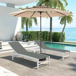 GUTENT - Parasol à manivelle,parasol extérieur double face rectangle grand,kaki