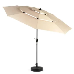 GUTENT - Parasol à manivelle,parasol extérieur double face rectangle grand,kaki