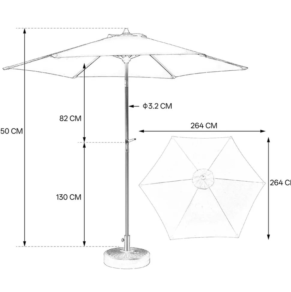 GUTENT - Parasol à manivelle,grand parapluie double face pour l'extérieur,kaki