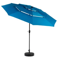 GUTENT - Parasol à manivelle,parasol extérieur double face rectangulaire grand,bleu