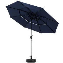 GUTENT - Parasol à manivelle,parasol extérieur double face rectangulaire grand,bleu marine