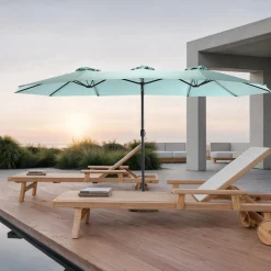 GUTENT - Parasol double face rectangulaire grand avec manivelle,vert clair